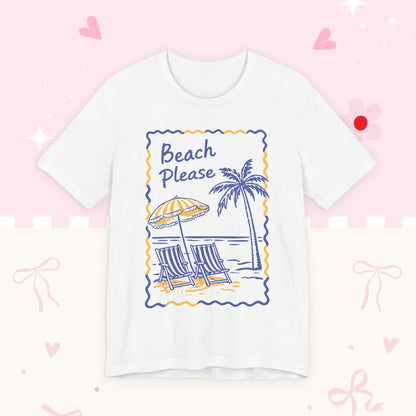 Beach Please T‑Shirt — Retro Palm Tree & Beach Chair Summer Tee