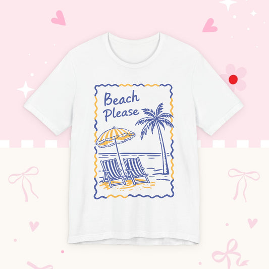 Beach Please T‑Shirt — Retro Palm Tree & Beach Chair Summer Tee