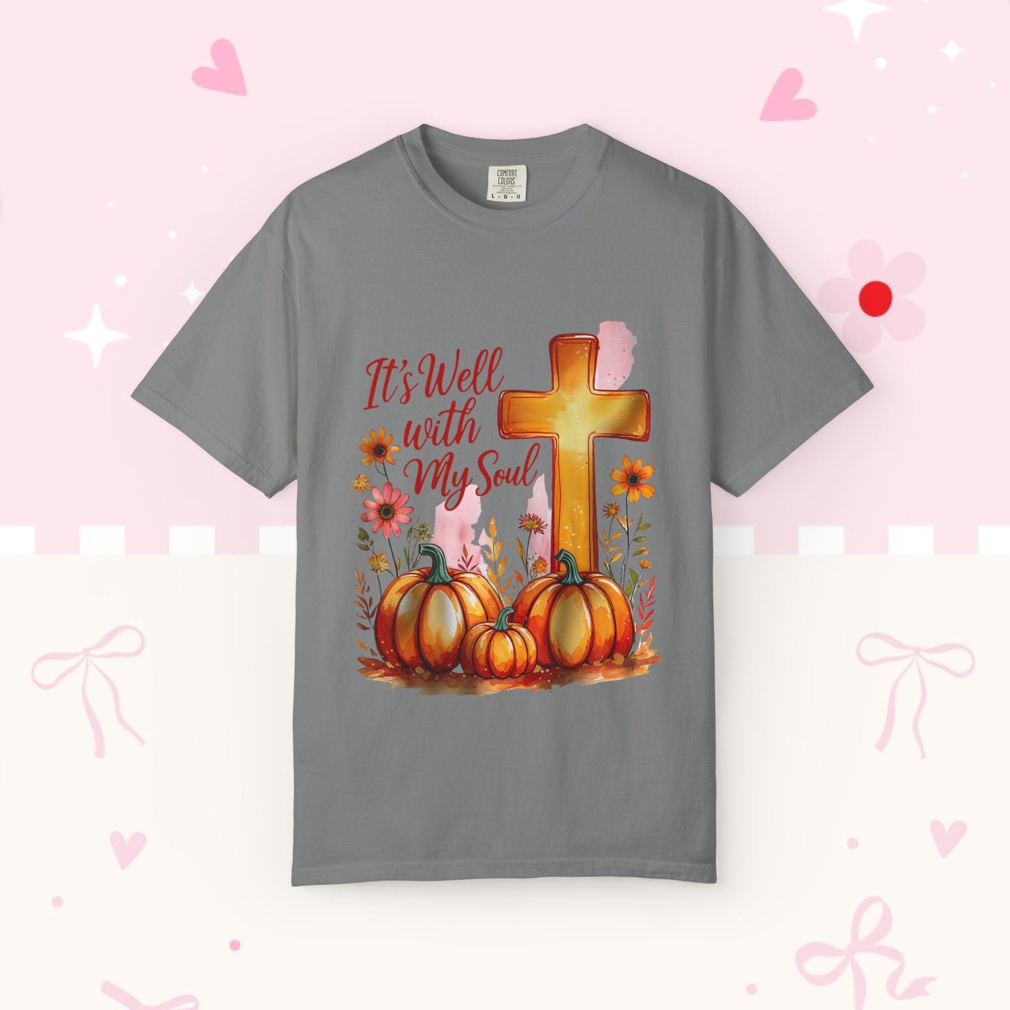 It's Well With My Soul T-Shirt — Christian Fall Pumpkin Cross Tee