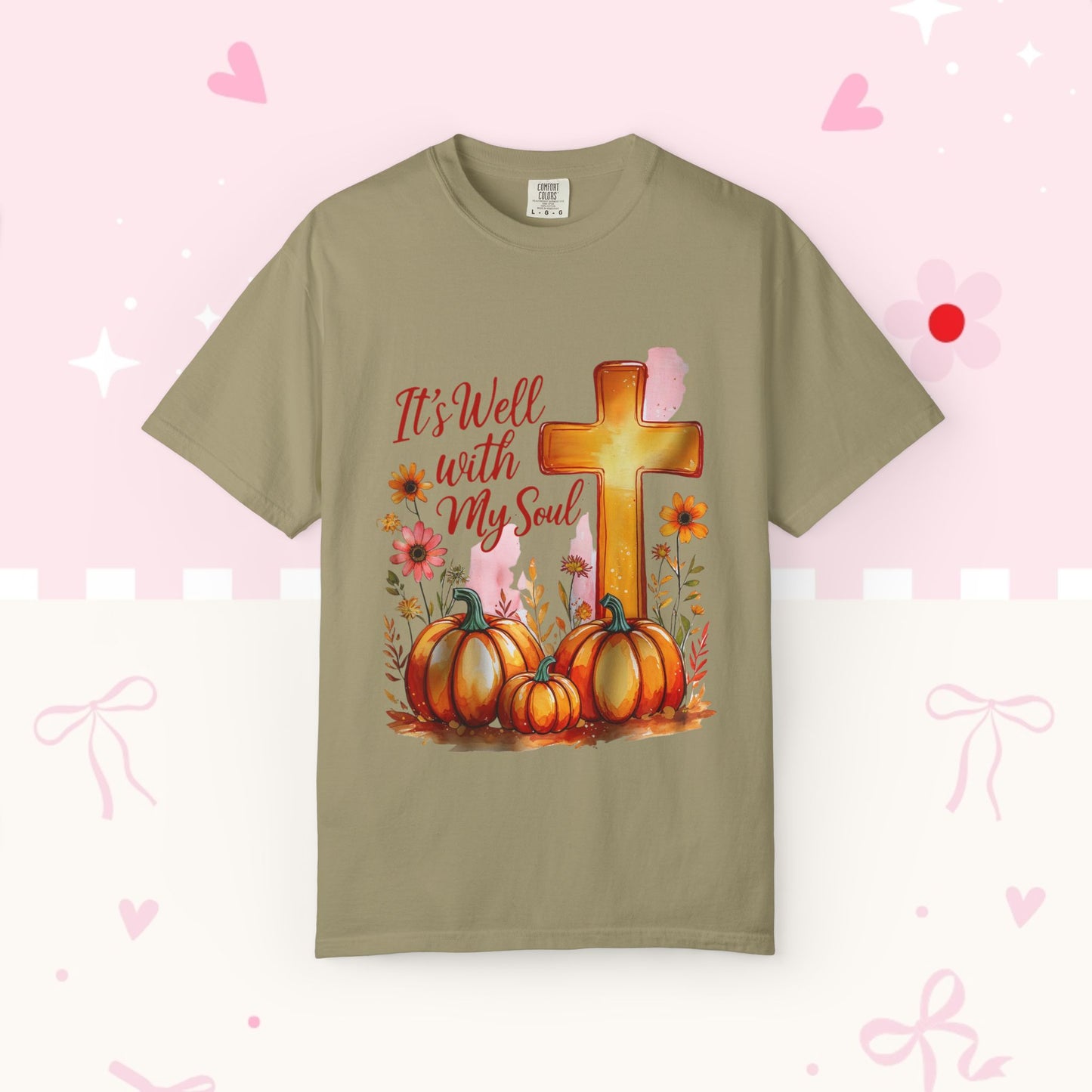 It's Well With My Soul T-Shirt — Christian Fall Pumpkin Cross Tee