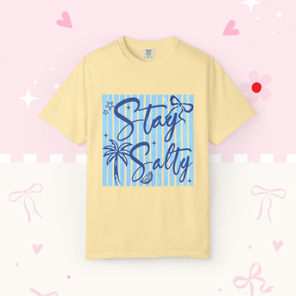 Stay Salty palm tree graphic T-Shirt | beach vibes striped design
