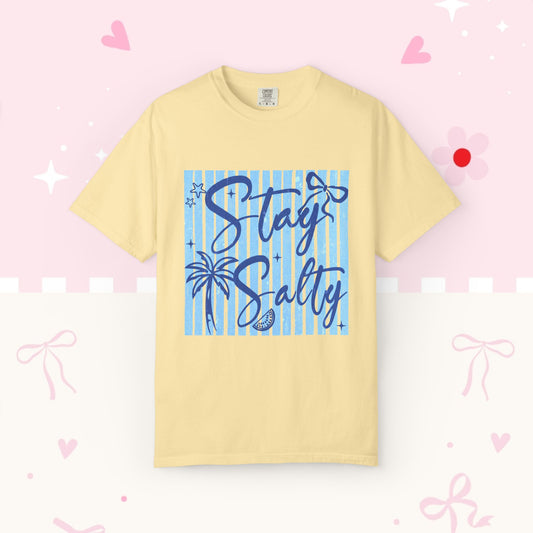 Stay Salty palm tree graphic T-Shirt | beach vibes striped design