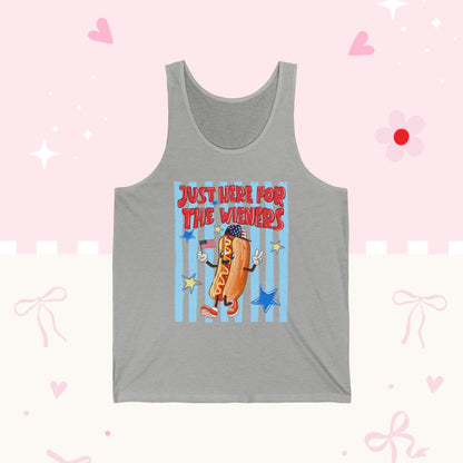 Hot Dog Tank Top - "Just Here for the Wieners" Funny Summer Graphic Tank