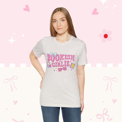 Bookish Girlie Tee — Cute Pink Reading T‑Shirt for Book Lovers