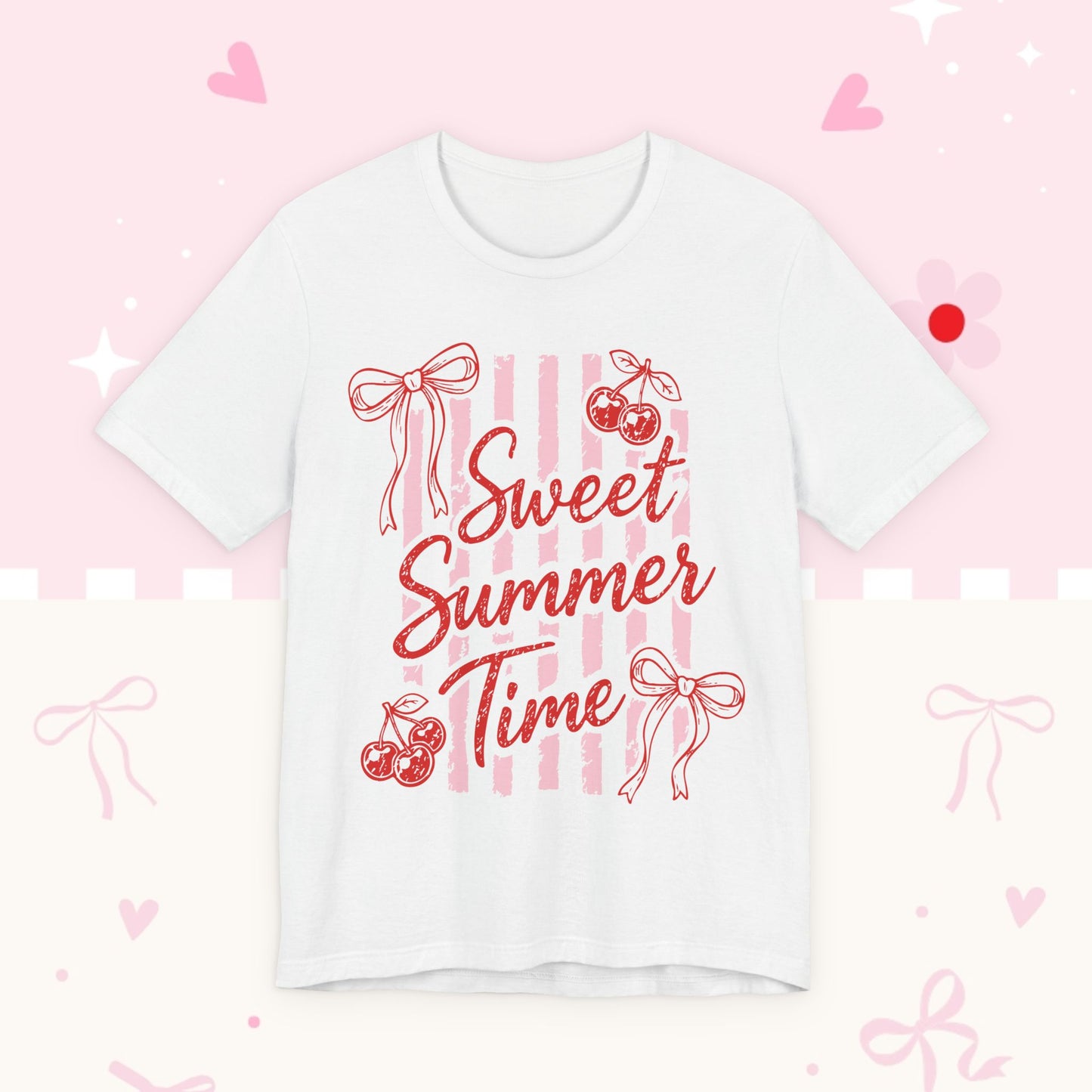 Sweet Summer Time Tee — Pink Cherry & Bow Graphic T-Shirt