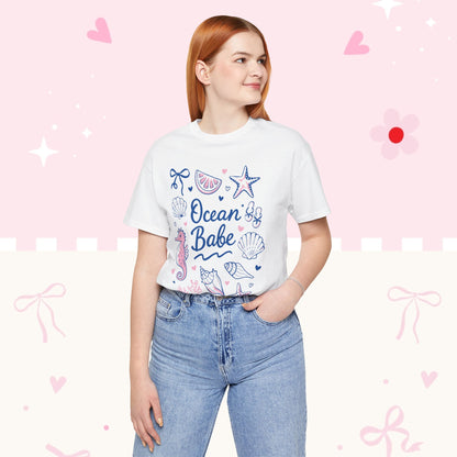 Ocean Babe T-Shirt — Cute Seashell & Seahorse Graphic Tee
