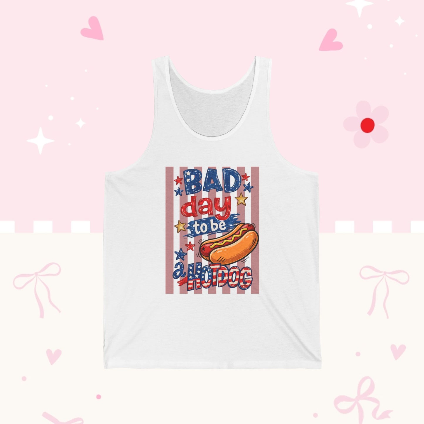 Bad Day to Be a Hot Dog Tank Top – Funny Fourth of July Patriotic Graphic Tank