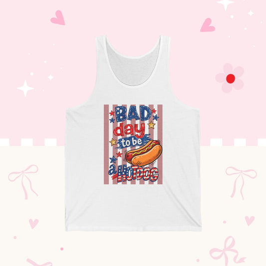Bad Day to Be a Hot Dog Tank Top – Funny Fourth of July Patriotic Graphic Tank