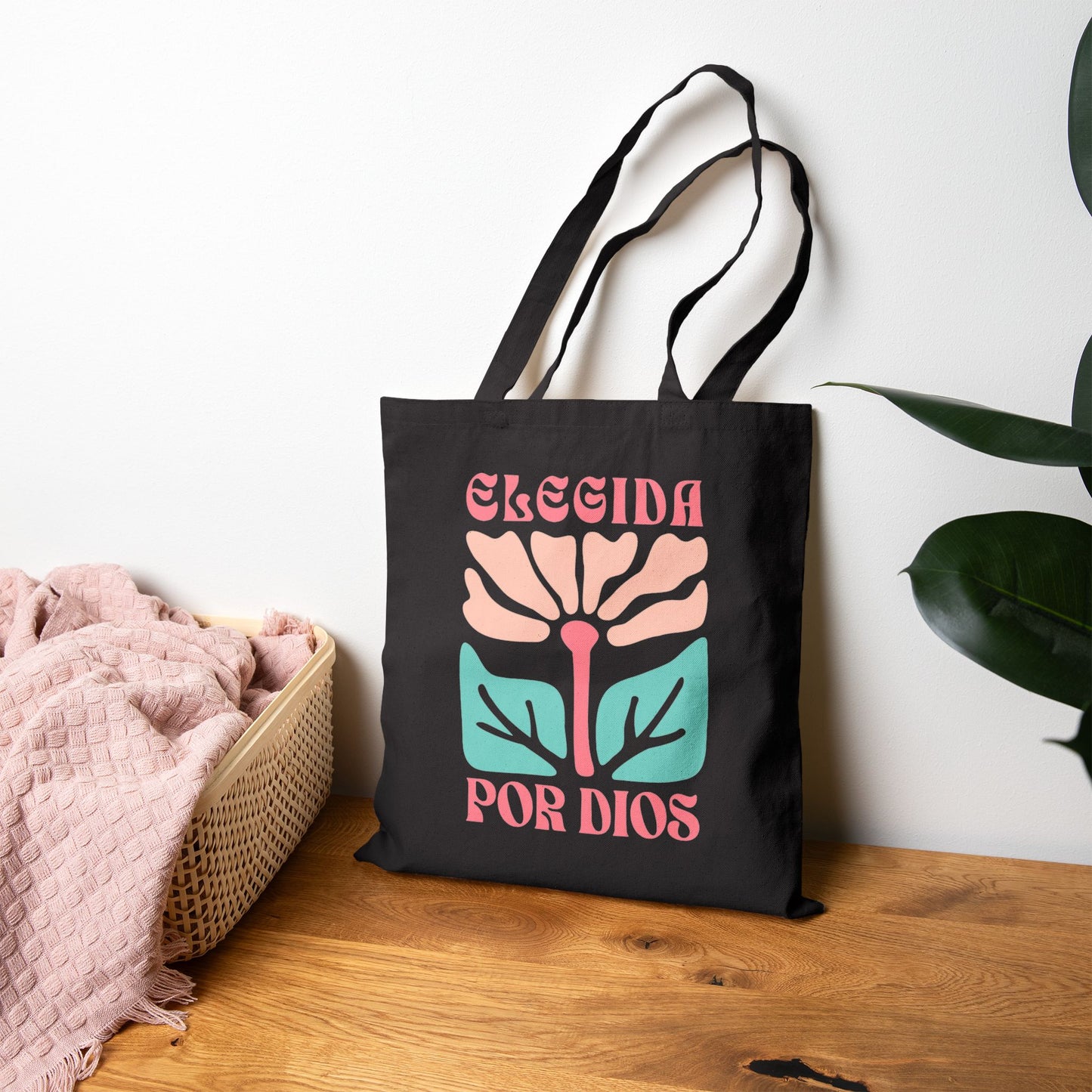 Tote Bag — «Elegida Por Dios» Floral Canvas Tote | Spanish Faith Gift