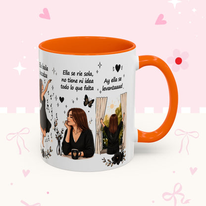 Inspirational Spanish Quote Accent Coffee Mug — 'Ella baila, descansa, se ríe sola'