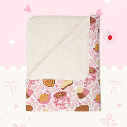 Pink Pastry Pattern Fleece Sherpa Blanket