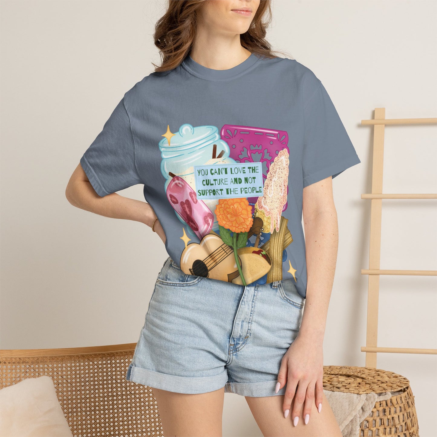 T-Shirt — Hispanic Culture Floral & Instrument Graphic