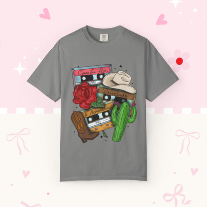 Retro Cassette & Cactus T-Shirt — 'Canción de Amor' Vintage Mexican Music Tee