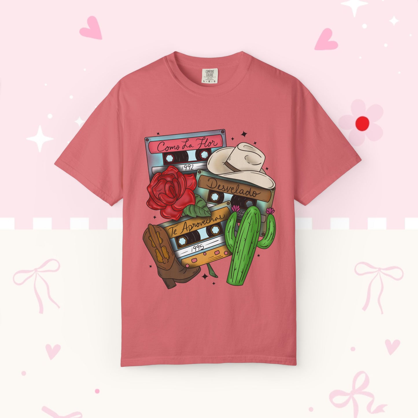 Retro Cassette & Cactus T-Shirt — 'Canción de Amor' Vintage Mexican Music Tee