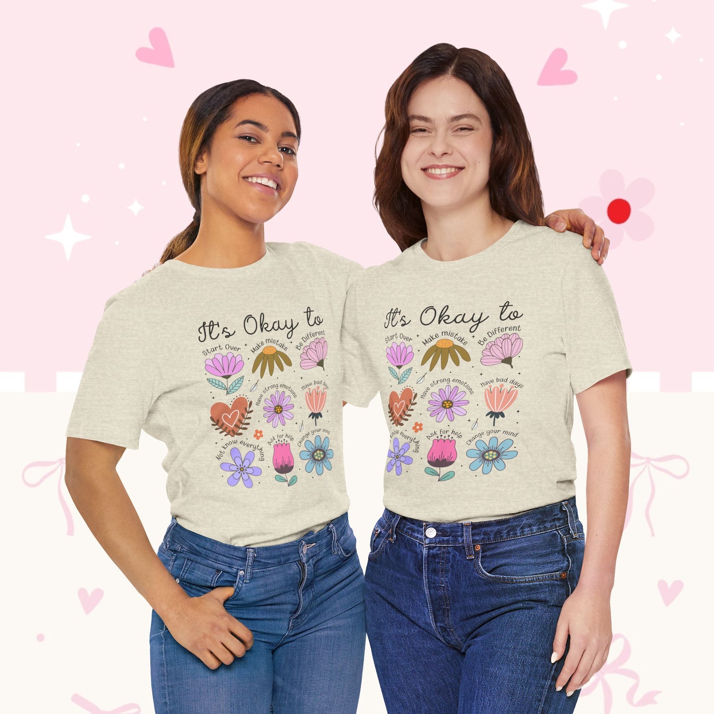 It's Okay to Grow Tee — Floral Self-Care Graphic T-Shirt