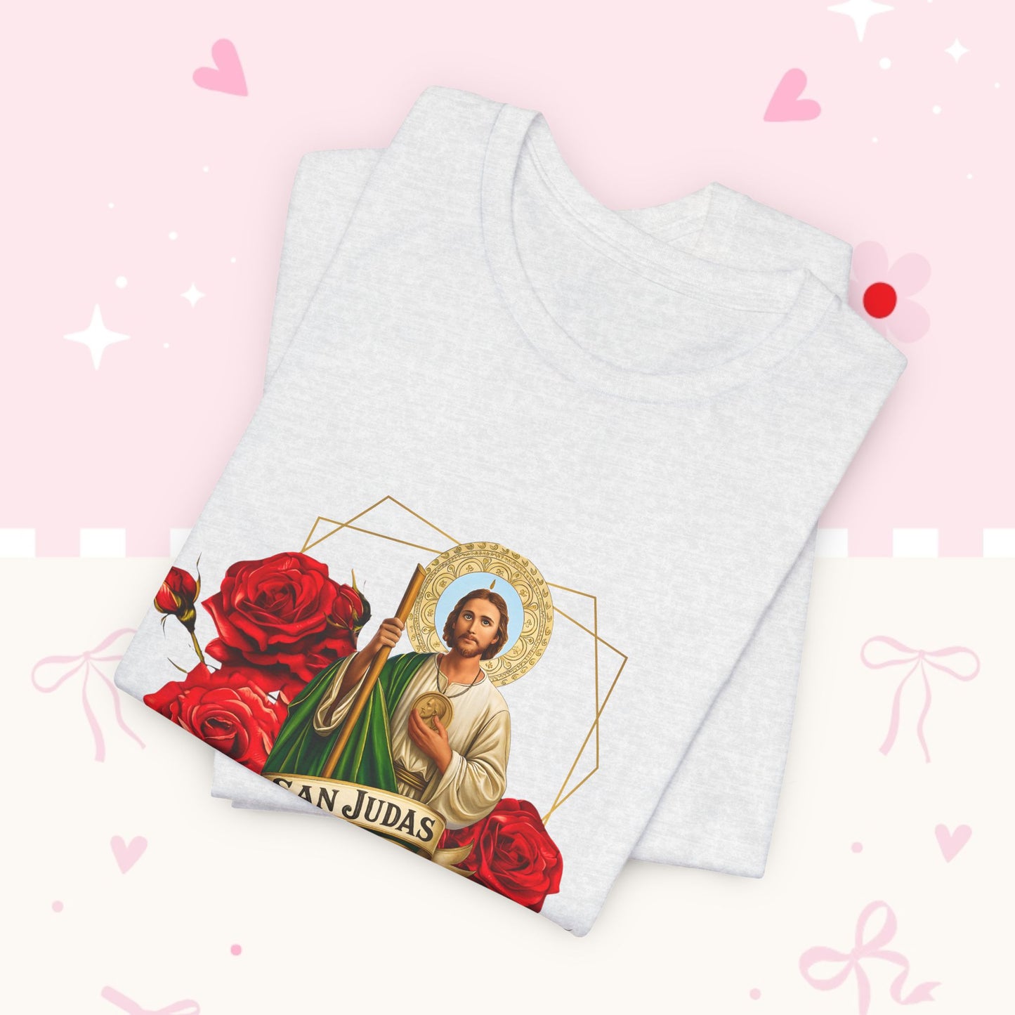 San Judas Tadeo Roses T‑Shirt — Devotional Catholic Saint Tee