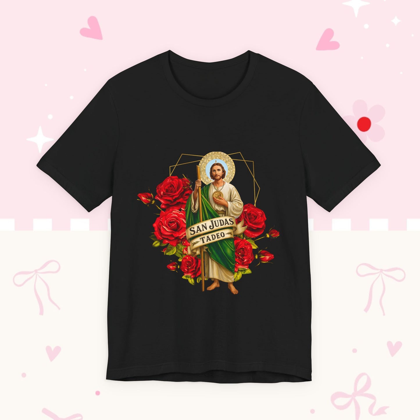 San Judas Tadeo Roses T‑Shirt — Devotional Catholic Saint Tee