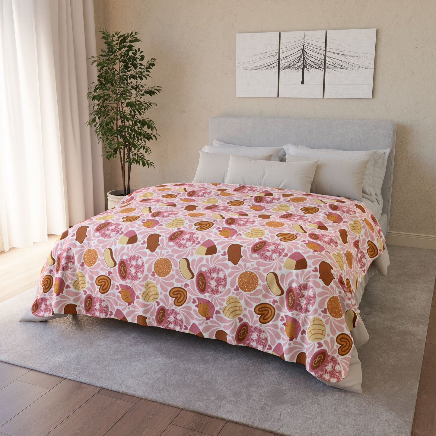 Pink Pastry Pattern Fleece Sherpa Blanket