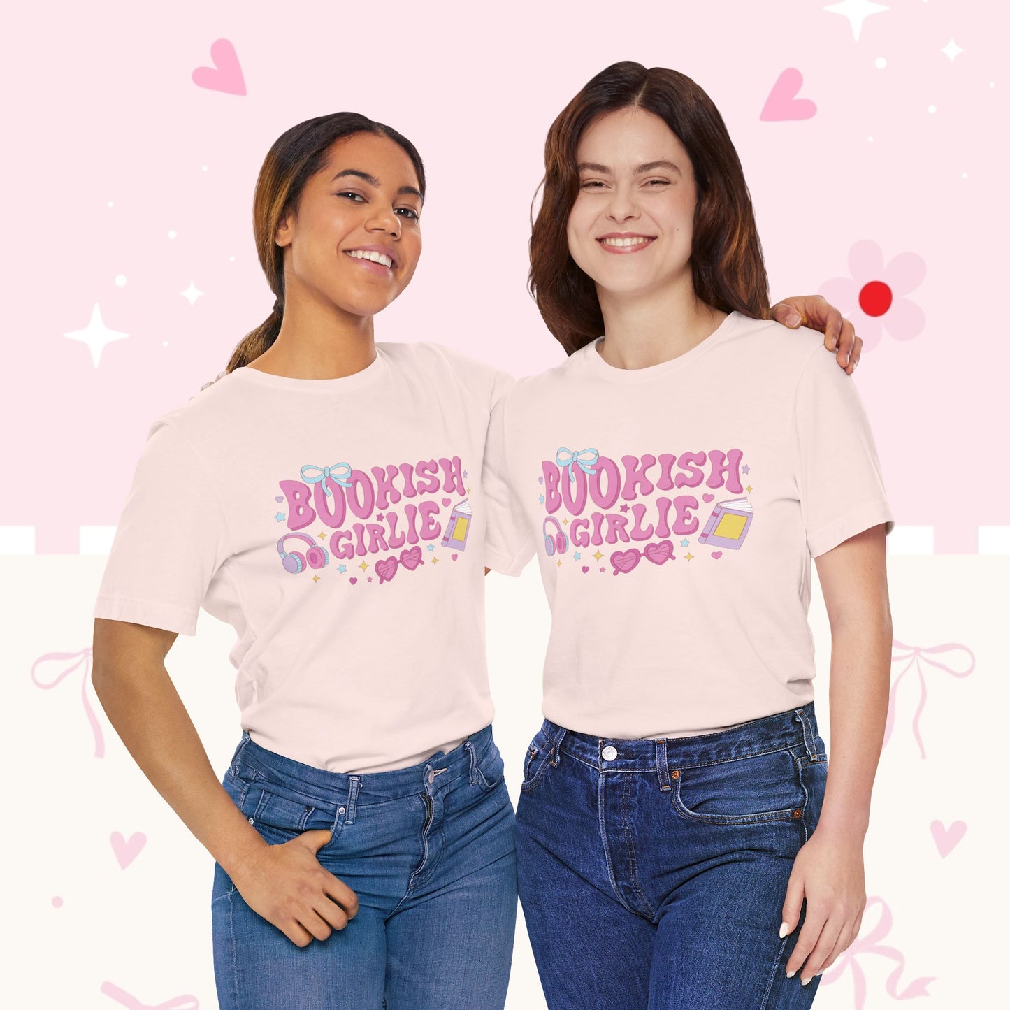 Bookish Girlie Tee — Cute Pink Reading T‑Shirt for Book Lovers