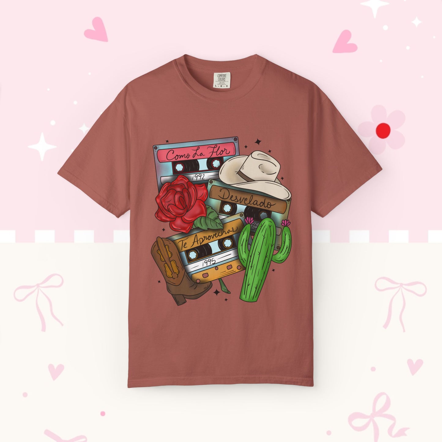 Retro Cassette & Cactus T-Shirt — 'Canción de Amor' Vintage Mexican Music Tee