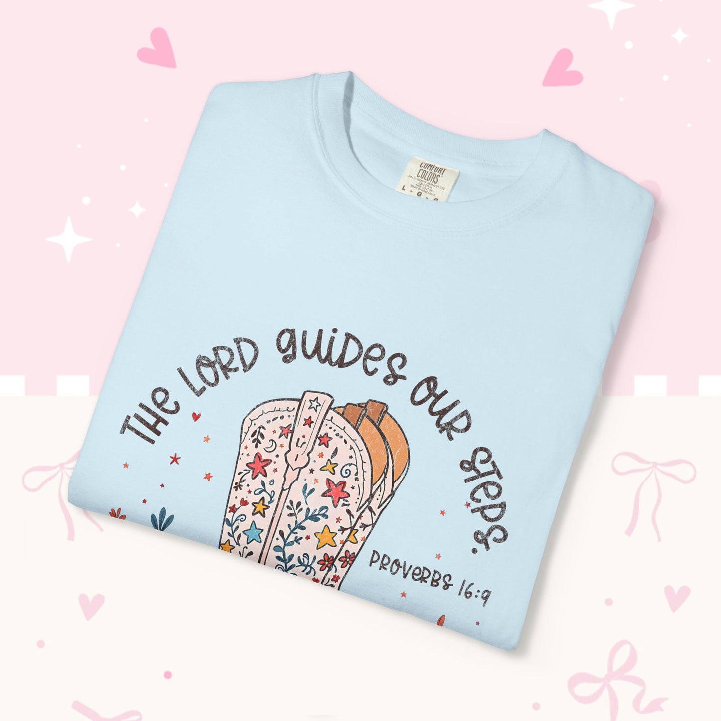 Christian Cowboy Boots T‑Shirt — "The Lord Guides Our Steps" Floral Western Tee