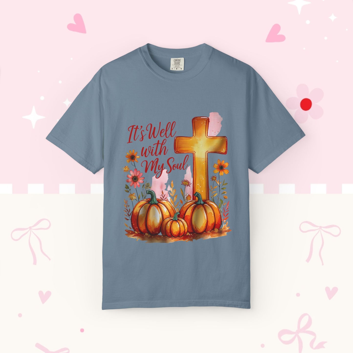 It's Well With My Soul T-Shirt — Christian Fall Pumpkin Cross Tee