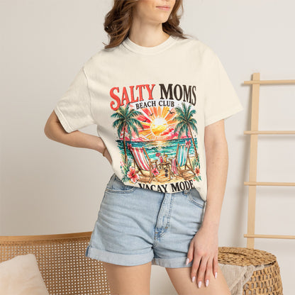 Salty Moms Beach Club T-Shirt — "Vacay Mode" Retro Palm Beach Tee