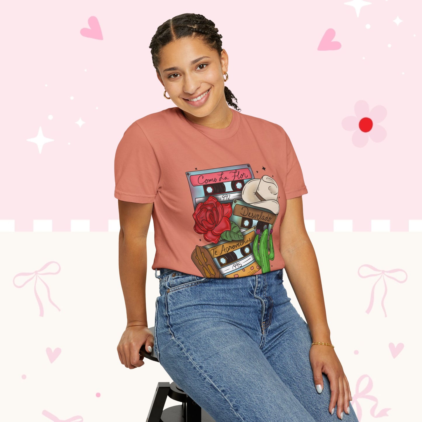 Retro Cassette & Cactus T-Shirt — 'Canción de Amor' Vintage Mexican Music Tee