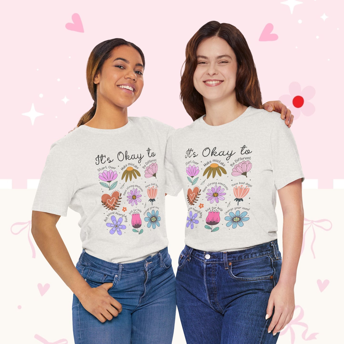 It's Okay to Grow Tee — Floral Self-Care Graphic T-Shirt