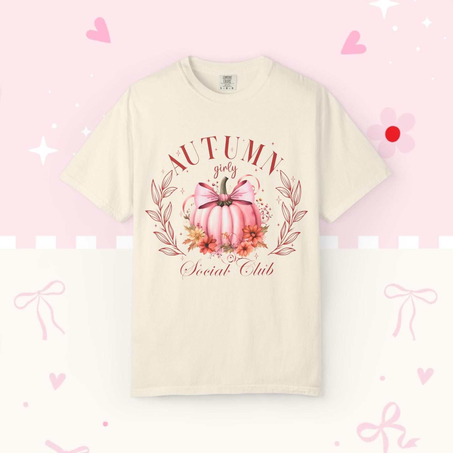Autumn Girls’ Social Club Graphic T-Shirt — Pink Pumpkin Fall Tee