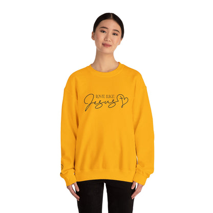 Love Like Jesus Crewneck Sweatshirt — Christian Faith Pullover Embroidery