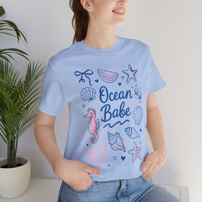 Ocean Babe T-Shirt — Cute Seashell & Seahorse Graphic Tee