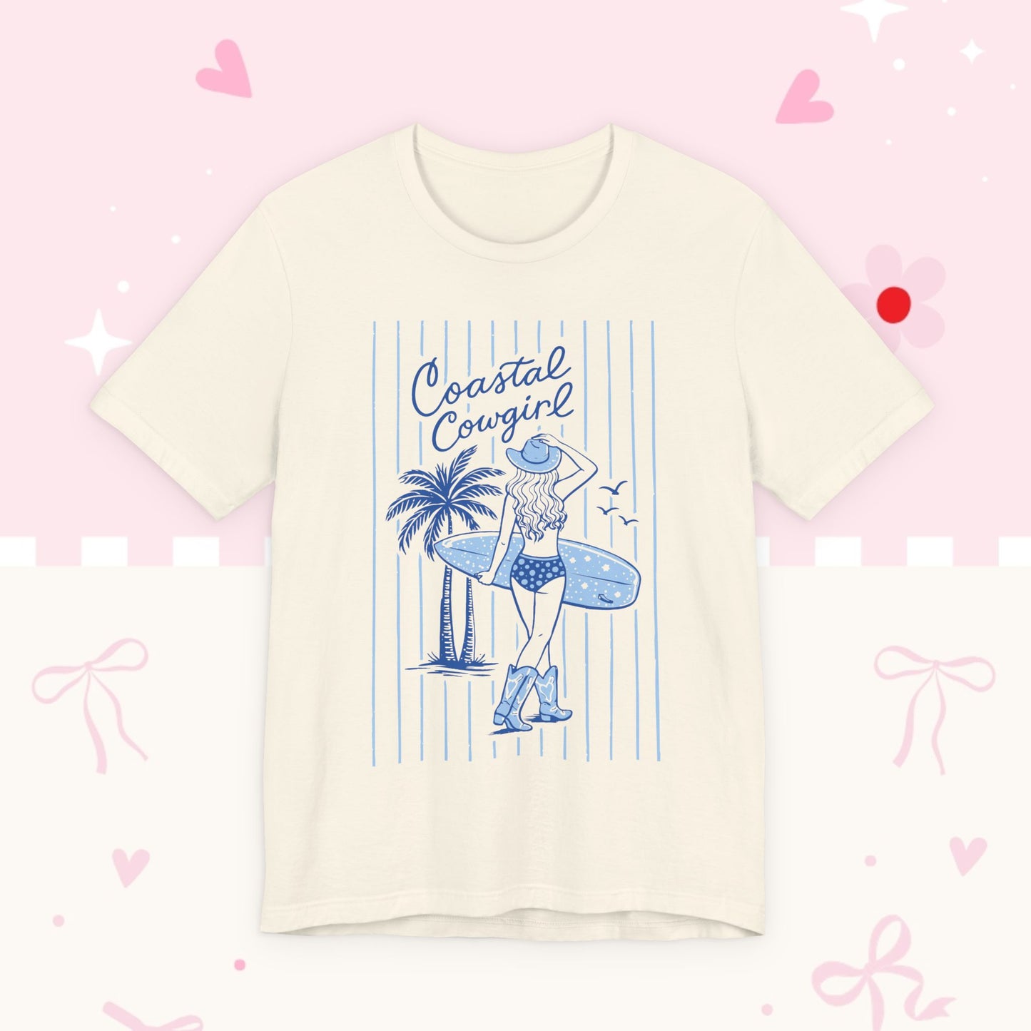 Coastal Cowgirl Graphic Tee – Retro Surf Girl Shirt