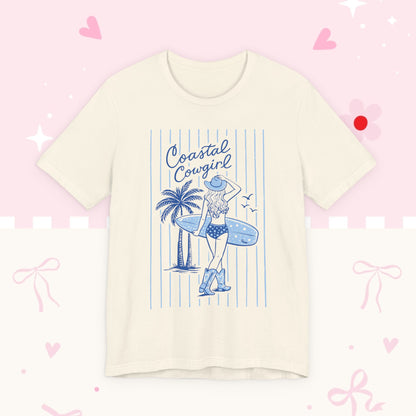 Coastal Cowgirl Graphic Tee – Retro Surf Girl Shirt