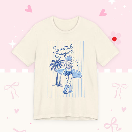 Coastal Cowgirl Graphic Tee – Retro Surf Girl Shirt