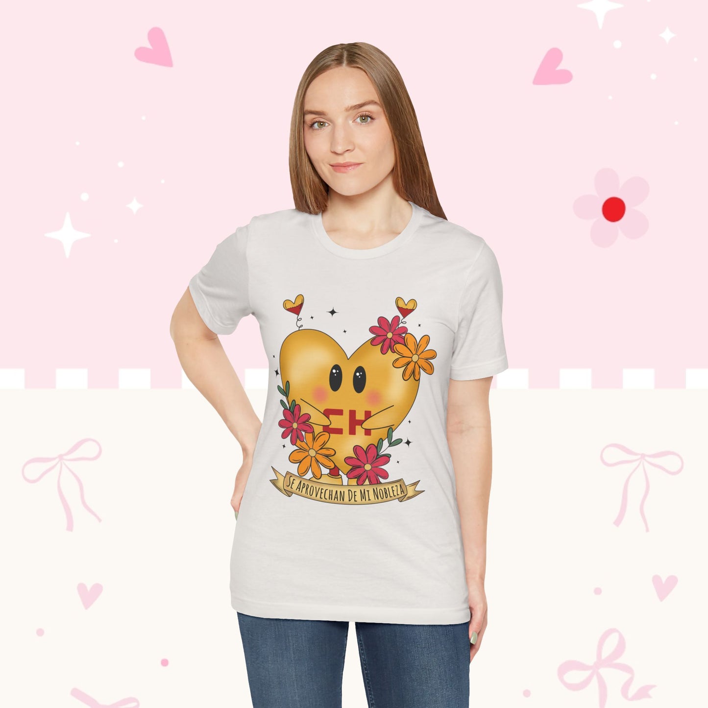 Heart Emoji Floral Tee — "Se Aprovechan de Mi Nobleza" Cute Spanish Pride T-Shirt