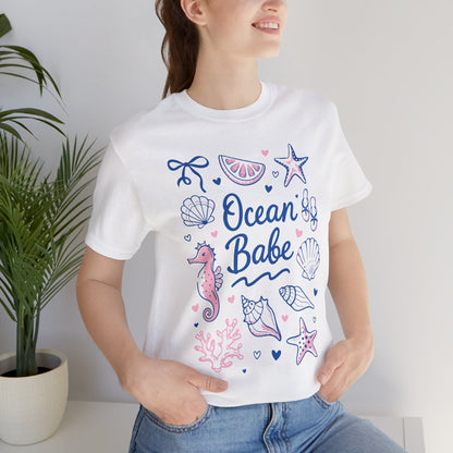 Ocean Babe T-Shirt — Cute Seashell & Seahorse Graphic Tee