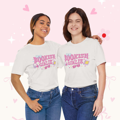 Bookish Girlie Tee — Cute Pink Reading T‑Shirt for Book Lovers