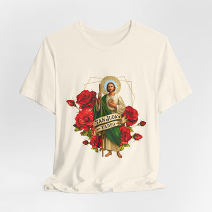 San Judas Tadeo Roses T‑Shirt — Devotional Catholic Saint Tee