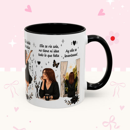 Inspirational Spanish Quote Accent Coffee Mug — 'Ella baila, descansa, se ríe sola'