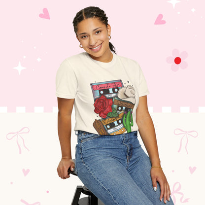 Retro Cassette & Cactus T-Shirt — 'Canción de Amor' Vintage Mexican Music Tee