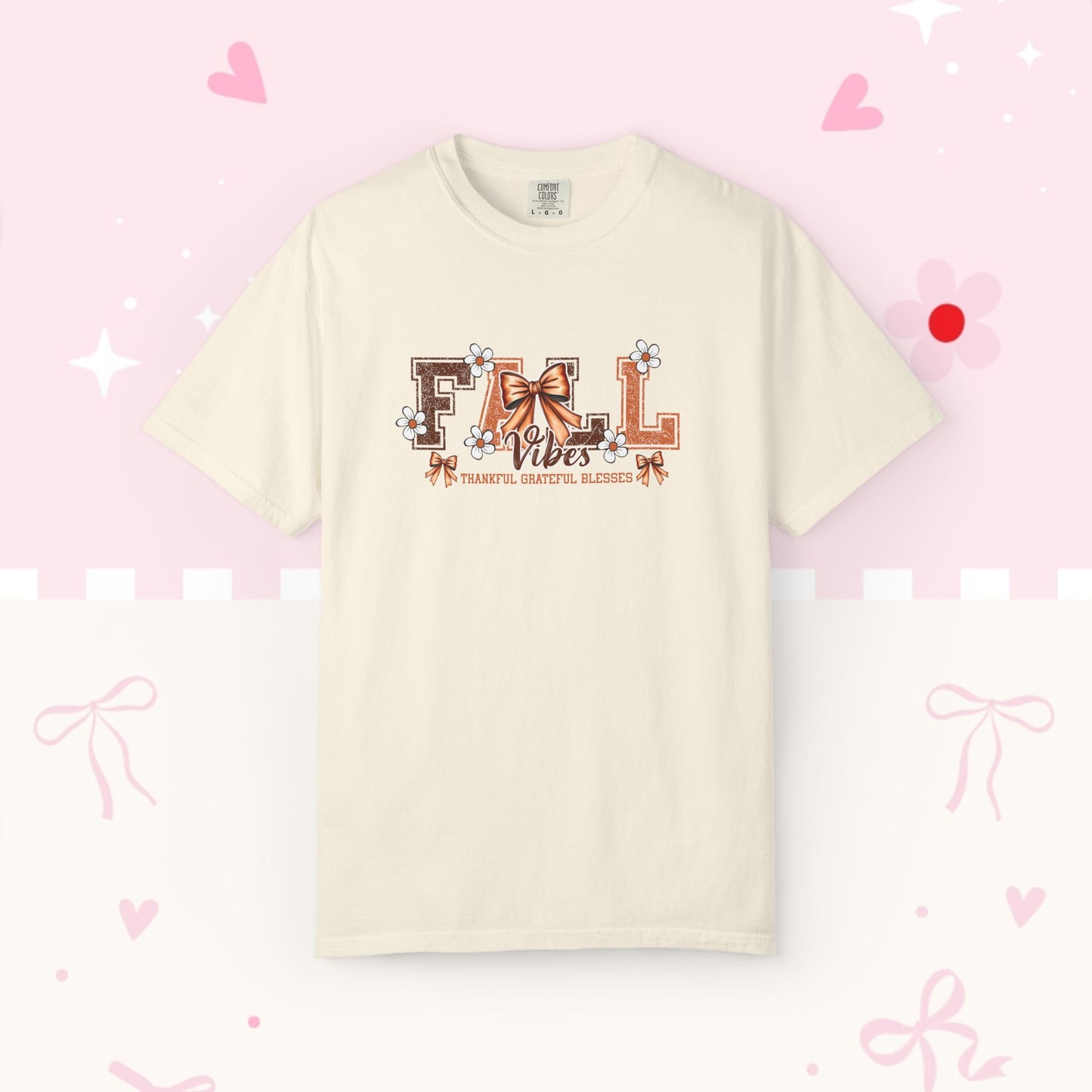 Fall Vibes Graphic Tee — Autumn Leaf & Bow T‑Shirt