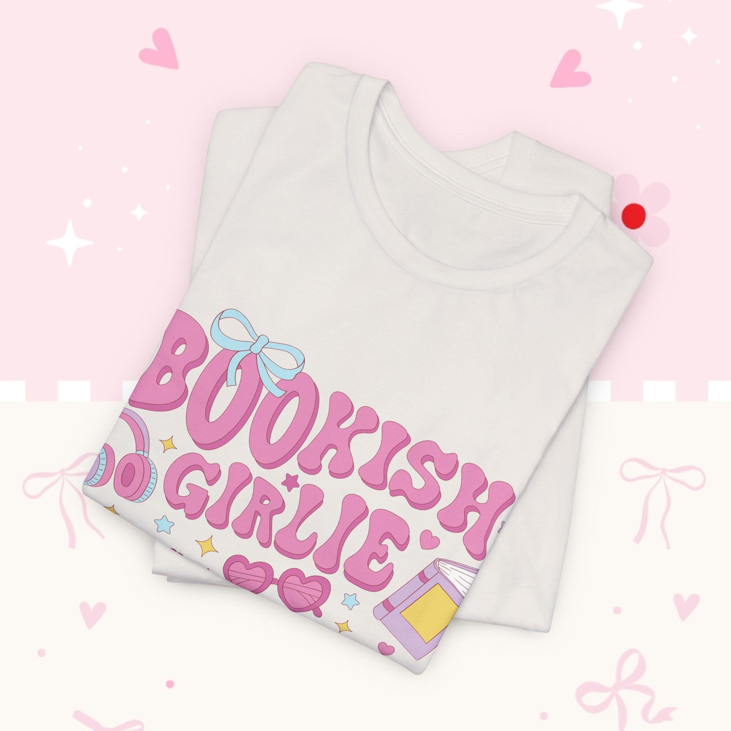 Bookish Girlie Tee — Cute Pink Reading T‑Shirt for Book Lovers