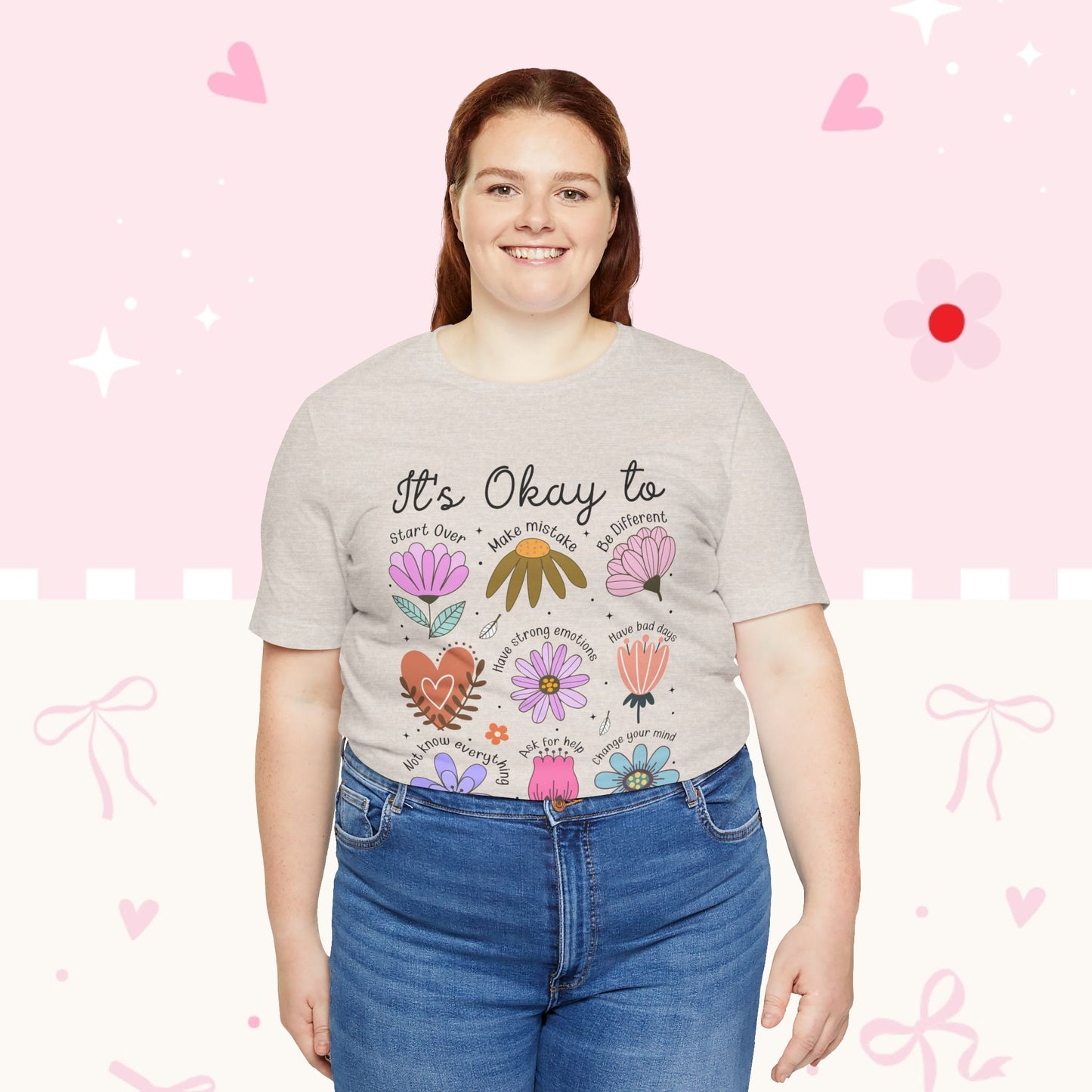 It's Okay to Grow Tee — Floral Self-Care Graphic T-Shirt
