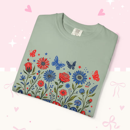 America 250th Birthday T-Shirt — July 4, 1776–2026 Patriotic Floral Tee