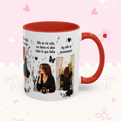Inspirational Spanish Quote Accent Coffee Mug — 'Ella baila, descansa, se ríe sola'