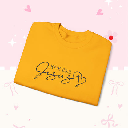 Love Like Jesus Crewneck Sweatshirt — Christian Faith Pullover Embroidery
