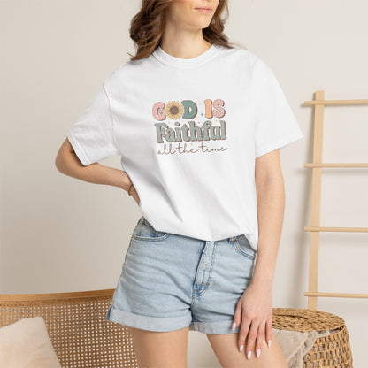 God Is Faithful T-Shirt — Vintage Pastel Christian Tee ("God Is Faithful All the Time")