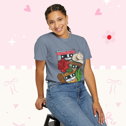 Retro Cassette & Cactus T-Shirt — 'Canción de Amor' Vintage Mexican Music Tee