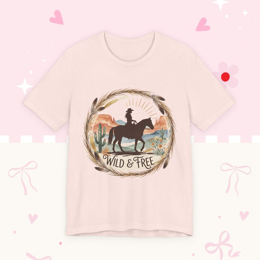 Wild & Free Cowboy T-Shirt — Western Horse Graphic Tee